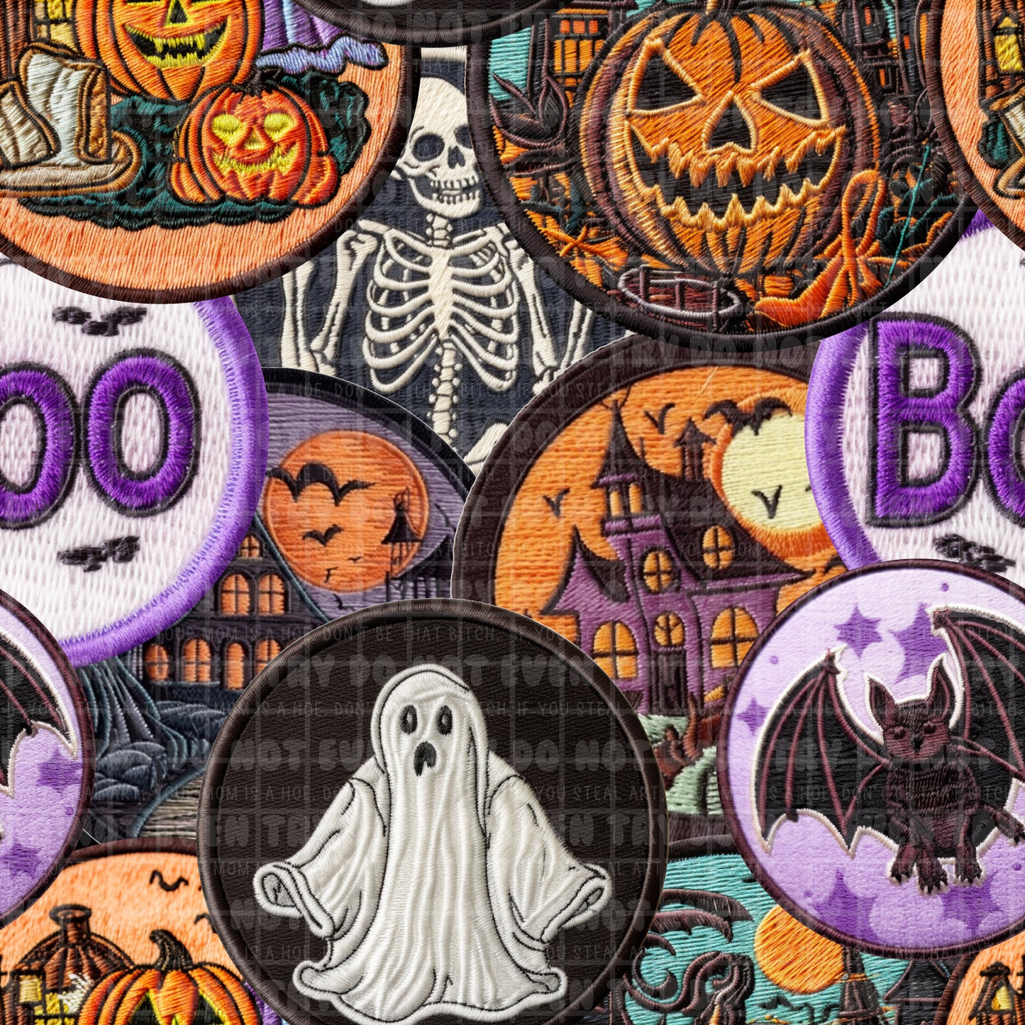 Embroidered spooky patches